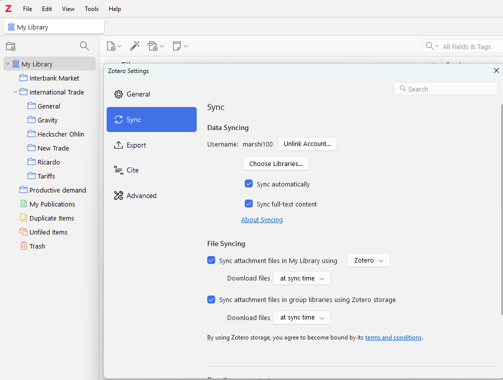 Zotero Sync Enable
